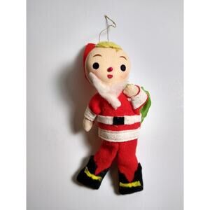 Vintage Felt Santa Claus Ornament Made in Japan Christmas Holiday Decoration